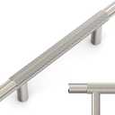 Amerdeco 10 Pack Brushed Satin Nickel Knurled Cabinet Pulls 3-3/4 Inch Hole Centers Kitchen Cabinet Handles Hardware Kitchen Handles for Cabinets Handles IH0006