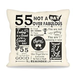 ACAROMAY 55th Birthday Gifts for Him Birthday Throw Pillow Cover for Men Decorative Bday Party Keepsake Ideal Gift for 55 Years Old Dad Uncle Grandad Presents Decor for Home Couch 18x18 inch (55)