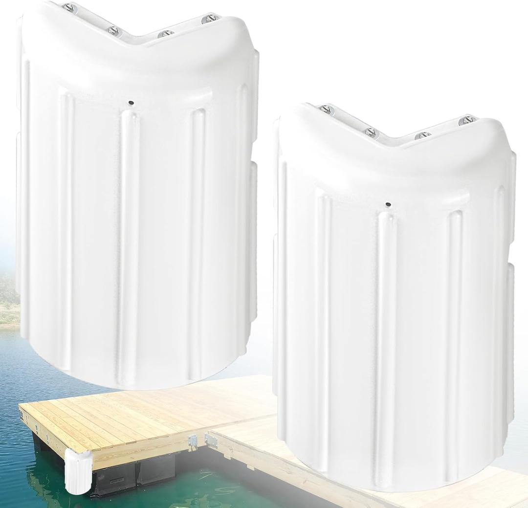 Dock Bumpers Dock Corner Bumper Fender Marine Boat Dock Bumpers for Edge Corner,Inflatable Dock Protection,Soft UV-Resistant Marine-Grade Vinyl,Stainless Steel Mounting Hardware Included,8"x16"