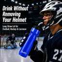 QuiFit Lacrosse Water Bottle with Long Straw -32oz Hockey Water Bottle 2 Pack with 2 Lids Each- BPA Free Squeeze Sports Water Bottles, Leakproof Dishwasher Safe- for Helmet,Lacrosse (Blue)