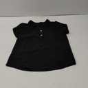 Haloumoning Girls Petal Short Sleeve T Shirts V-Neck Solid Summer Casual Tops for 5-14 Years (Black) 160 (13-14 Years old)