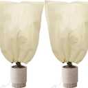 2 Pack 47" W x 70" H Winter Plant Cover Freeze Protection, Frost Protection Covers for Outdoor Plants, Winter Tree Covers with Drawstring, Outdoor Plant Blankets for Cold Weather(Beige)