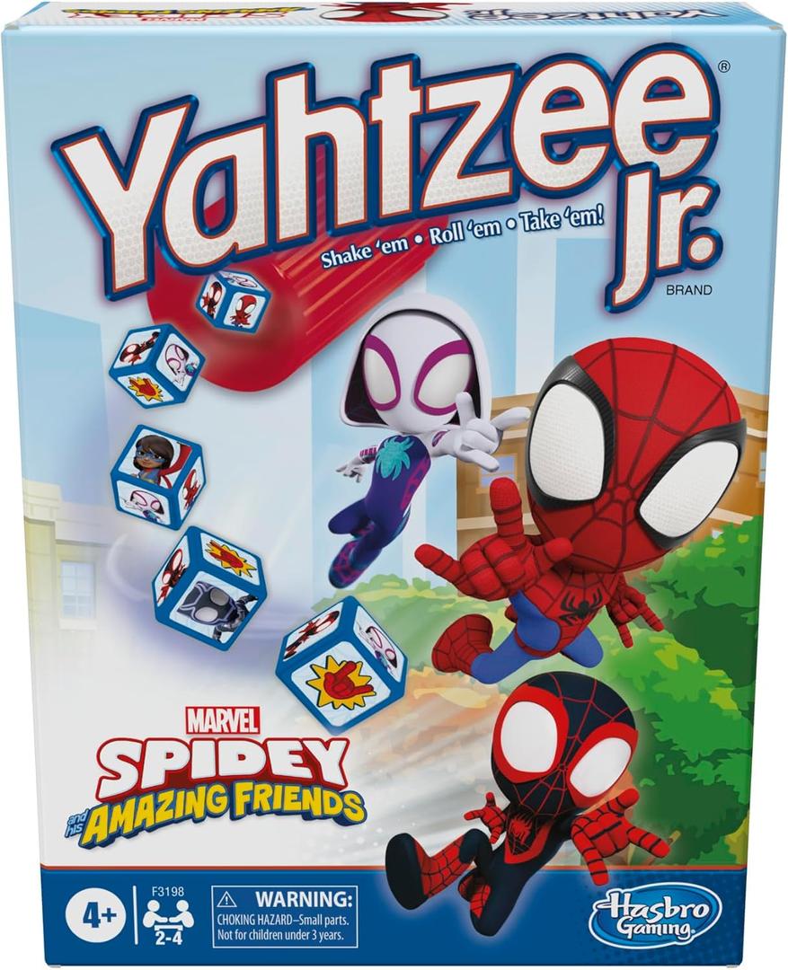 Hasbro Gaming Spidey and His Amazing Friends Yahtzee Jr.Marvel Edition Board Game for Kids, Ages 4 and Up