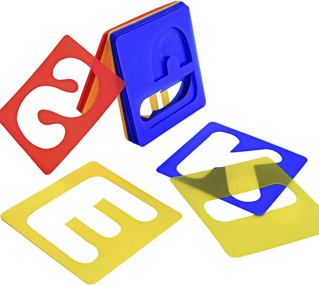 TecUnite 26 Pieces Alphabet Stencils Set Plastic Letter Stencils for Painting Learning, DIY Craft Decoration (7 x 7 Inches)