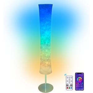 IoF Smart Corner Floor Lamp - 60" LED RGB Standing Lamp Mood Lighting Color Changing Floor Lamps Light for Living Room Bedroom Decor with Alexa Google Assistant WiFi(Chromed) (Chrome-plated Base)