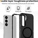 Magnetic Case for Samsung Galaxy S25 with Screen Protector [Compatible with MagSafe Wireless Charging] [Dual Layer Military-Grade Protection] Heavy Duty Rugged Shockproof Protection Cover, Black