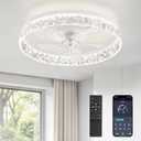 LEDIARY 22" Modern Ceiling Fans with Lights and Remote, Dimmable Low Profile Ceiling Fan, Flush Mount Ceiling Fan, Stepless Color Temperature Change and 6 Speeds - White