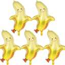 Sibba 5PCS Foil Mylar Fruity Balloons Banana Foil Balloons, 27.56Inch Large Cute Banana Shaped Balloon Fruit Themed Party Balloon Supplies for Birthday Decor Wedding Bridal Shower Hawaiian Decorations