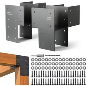 4 Pack Heavy Duty 6x6 (Actual 5.5"x5.5") Stainless Steel Corner Post Caps Tie Bracket , Fit Connecting Wood Gazebo, Deck Patio Post and Wood Beams Bracket (Dark Ggray)