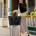 BAGSMART Expandable Tote Bag for Women, Puffer Work Tote Handbag, Quilted Carry On Bag for Travel Gym