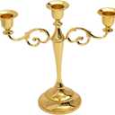 Gold Candelabra Candlestick 10.2 Inch Metal Candle Holders Polished Finish Taper Candle Holder Stand for Dining Tables Home Decor Wedding Church Christmas Holiday Party (3-Arm)