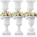 AceOrbit 6 Pack 20" Large Plastic Urn Planters, Pedestal Flower Plant Pot White Plant Stand for Wedding, Party, Event, Home, Stage, Garden, Balcony Decoration