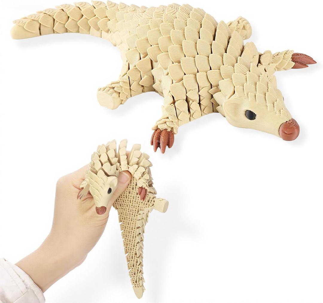 Yipintang 3D Printed Pangolin Desk Decor, 8.3" Reinforced Articulated Figure, Heavy-Duty Strong Joints, Poseable Scaled Collectible for Office Desk & Shelf Display, Unique Gift