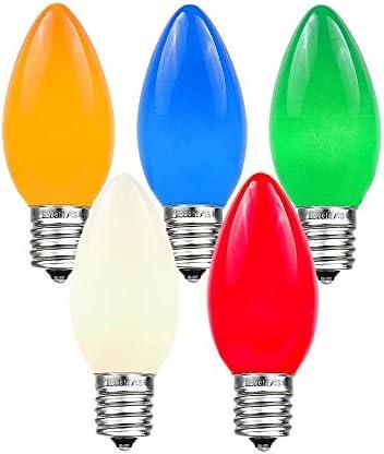 Novelty Lights 22 Pack C9 Ceramic Outdoor Christmas Replacement Bulbs, Multi, E17/C9 Intermediate Base, 7 Watt