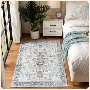 Istana 3x5 Area Rug - Blue Modern Rugs for Living Room 3x5 - Foldable Rugs for Bedroom/Living Room Rug - Stain Resistant Washable Rug - Eco-Friendly Small Area Rugs