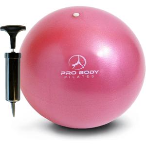 ProBody Pilates Small Exercise Ball with Pump - 9 Inch Workout Ball for Stability, Barre, Yoga, Core & Physical Therapy (Pink)