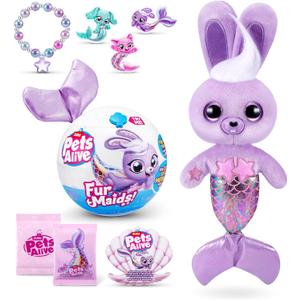 Pets Alive Furmaids by ZURU Mermaid Plush Interactive Lights Sounds Girls Toy (Purple Bunny)