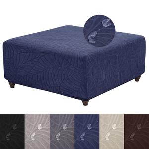 HFCNMY Ottoman Cover Square-Stretch Water Repellent Ottoman Cover -Thick Square Storage Foot Stool Covers with Elastic Bottom Blue Medium