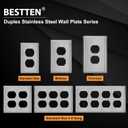 BESTTEN 10 Pack 1-Gang Over-Size Duplex Metal Wall Plate with Protective Film, Jumbo Receptacle Outlet Cover, Corrosion-Resistant Stainless Steel Wall Plate, Brushed Finish, Silver
