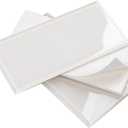 Peel and Stick Glass Subway Tiles, 3 x 6 Inch, White Glass Tiles for Backsplash, Kitchen Backsplash Wall, Pack of 40 Pieces, 5sq.ft