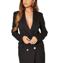 UNIQUE 21 Women Luxe Stain Breasted Asymmetric Blazer Dress - Ladies Elegant Casual Work Office Events Blazer Dresses, Medium, Black