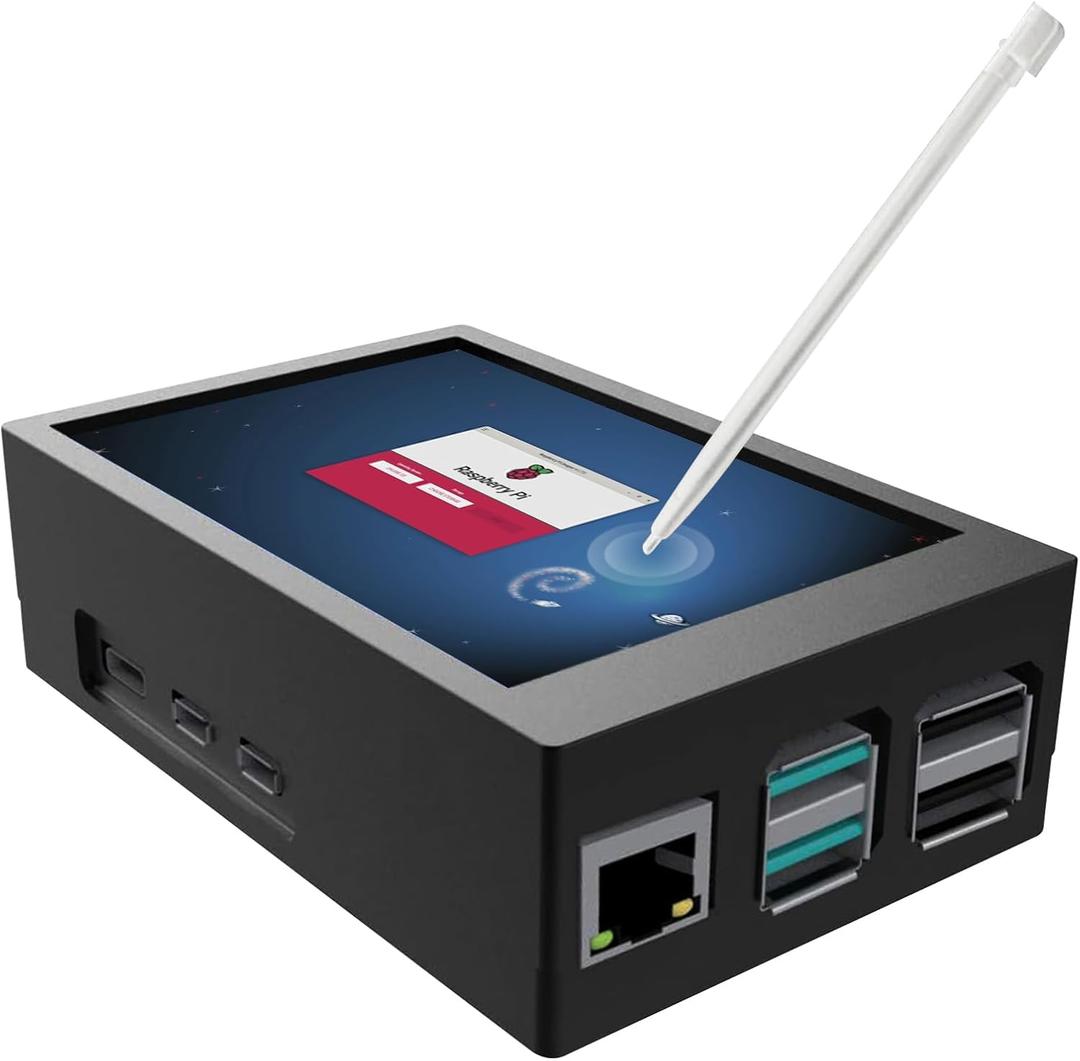 for Raspberry Pi 5 Touch Screen with Case, 3.5 inch Touchscreen with Fan, 320x480 Monitor TFT LCD Display