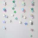 Iridescent Shining Star Hanging Garland Iridescent Hanging Sparkling Star Streamer Glitter Bunting Banner Twinkle Backdrop for Wedding Baby Shower Birthday Christmas Decorations 40 Feet