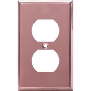 ENERLITES Duplex Receptacle Metal Wall Plate, Stainless Steel Outlet Cover, Corrosion Resistant, Standard Size 1-Gang 4.50" x 2.76", Stainless Steel 201, 7721-PRG, Polished Rose Gold