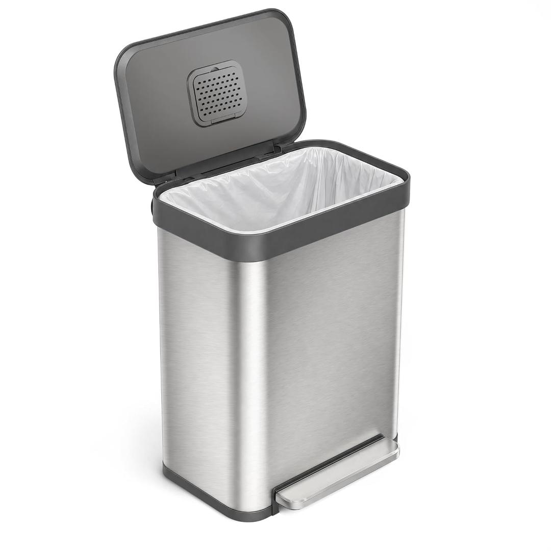Home Zone Living 13 Gallon Kitchen Trash Can with Step Pedal