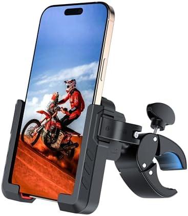 Bike Phone Mount Holder,【Biking & Recording Video】 2025 Universal Motorcycle Phone Mount Bicycle Accessories Handlebar Cell Phone Clamp for Scooter, Compatible with iPhone 16/15 Pro Max, Red