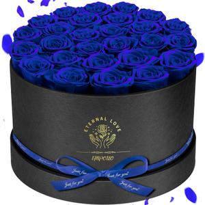 Impouo Forever Flowers, 27 Roses in A Box, Real Preserved Roses, Birthday Gift for Women, Mother's Day, Anniversary Blue Rose