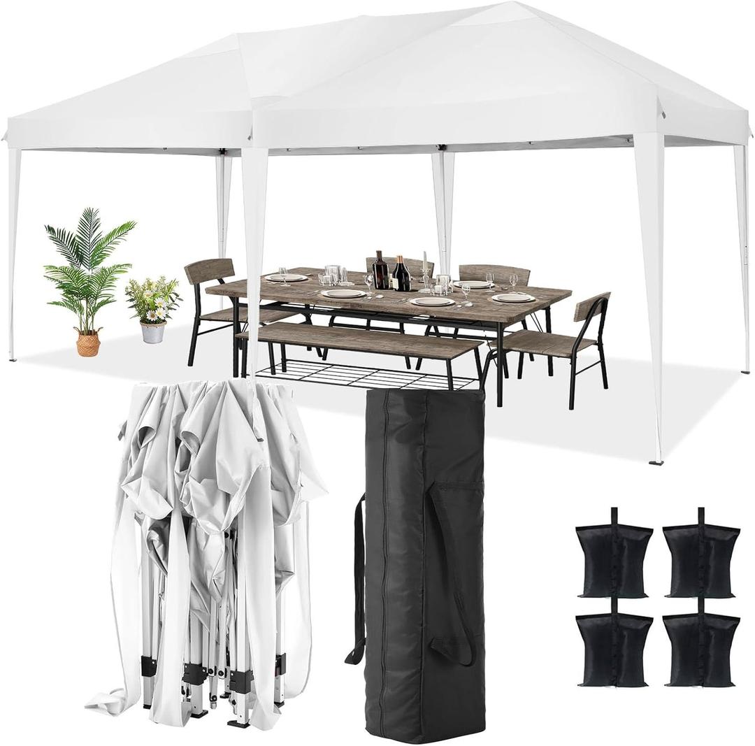 COBIZI Canopy 10x20 Pop Up Canopy Tent Party Tents for Parties Weddings Backyard Waterproof Canopy Outdoor Commercial Instant Canopy Event Tent with Stakes, Ropes,Sandbags, White