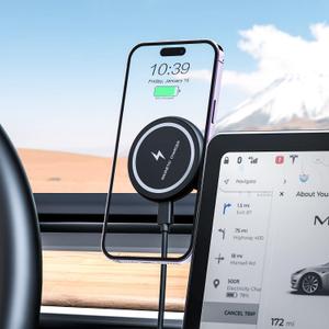 Fast Charging Wireless Car Charger Mount, Magnetic Foldable Car Phone Holder for Tesla Model 3/Y Designed for MagSafe Compatible with iPhone 12/13/14 Series