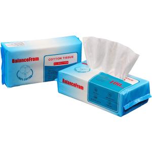 BalanceFrom Multi-Purpose 100% Unscented Cotton Tissue Soft Dry Facial Cotton Wipes for Sensitive Skin (Pack of 18)
