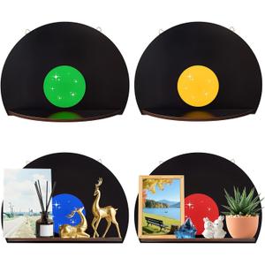 4 Pcs Vinyl Records Wall Decor, Music Art Wall Storage Shelf, Record Shelf Walls Mount, Record Shaped Hanging Sign, Aesthetic Music Decoration for Room Bedroom Party Decor