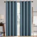 MIULEE Linen Texture Curtains for Bedroom Solid 100% Blackout Thermal Insulated Dusty Blue Curtains Grommet Room Darkening Drapes Luxury Decor for Living Room Nursery 52x72 Inch (2 Panels)