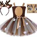 Tutu Dreams Halloween Animal Costumes for Kids Girls Reindeer Giraffe Tiger with Headband Halloween Dress Up Clothes (3-4T)