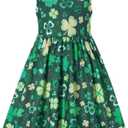Vieille Little Girls Sleeveless Dress Cute Summer Sundress with Pocket  (St Patricks), Size: 2-3T