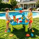 eaacaa Water Table for Toddlers Ages 3-8, 3-Tier Water and Sand Play Table with Accessories for Outdoor Play, Backyard and Beach Activities, Ideal Gift for Boys and Girls