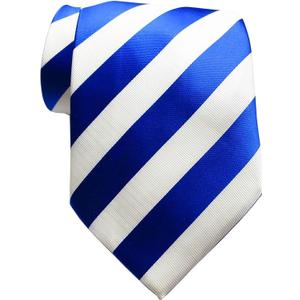 2 x New Classic Striped Blue White JACQUARD WOVEN Silk Men's Tie Necktie (Blue)