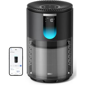 DREO Smart Air Purifier for Home, Up to 1176 ft, HEPA Sleep Mode, Air Cleaner for Large Rooms & Bedrooms, Wi-Fi/Voice/Alexa, Pets, Smoke, Dust, Pollen & Odors, PM2.5 Monitor, DR-HAP009S (Dreo 539S)