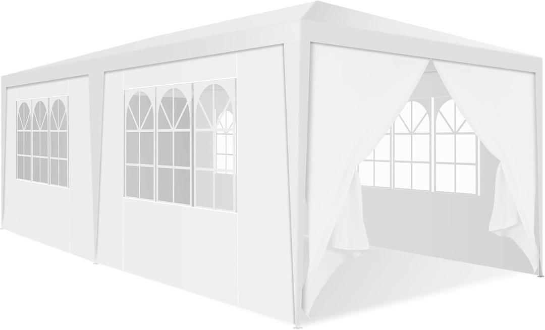 HOTEEL 10x20 Canopy Tent with Sidewalls Upgrade Removable, White Tents for Parties Outdoor Party Tent Waterproof & UV Protection for Gazebo Shelter Carpas Wedding Events BBQ