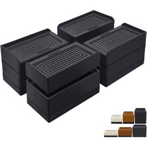 ANNKUT Rectangle Bed Risers, 3 Inch Heavy Duty Adjustable Furniture Risers for Bed Sofa Table and Couch LiftSupport Up to 1,300 Lbs (4 Pack-Black)