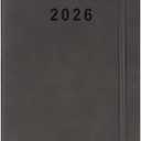 2026 Planner - Weekly and Monthly Planner, Jan 2026 - Dec 2026, Holidays, Contacts and Notes Pages, Vegan Leather Cover, Elastic Closure, 5.5x8.25, Grey