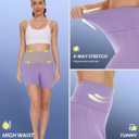 CAMPSNAIL Biker Shorts Women with Pockets - 3"/5"/8" High Waisted Workout Spandex Tummy Control Gym Running Yoga Shorts (Purple), Size S/M