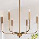 KSANA Brushed Gold Chandelier, Modern 6-Lights Dining Room Chandelier Light Fixture for Kitchen Island, Living Room and Bedroom