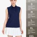 MIER Women's Sleeveless Golf Polo Shirts Athletic Tennis Collared Tank Tops, Quick Dry, UPF 50+ (Medium, Navy)