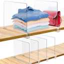 Consevisen Shelf Dividers for Closet Organization and Storage, 6 Pack Acrylic Clear Closet Shelf Dividers for Wood Shelves, Vertical Sweater Handbag Purse Organizer for Bedroom Kitchen Office