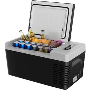 18QT(17L) Portable Refrigerator Fridge,-4~50,Mini Fridge With 12/24V DC & 110-240V AC,Electric Cooler,Black