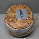 Wicker Picnic Basket with Removable Liner, Empty Picnic Baskets with Lid, Vintage-Style Picnic Hamper with Folding Woven Handle for Picnic, Camping, Outdoor, Halloween, Thanks Giving, Birthday (Cream)